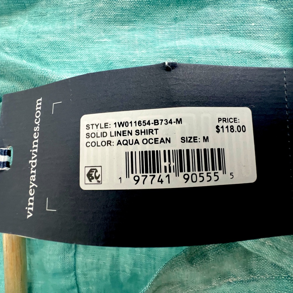Men’s Vineyard Vines Aqua Ocean Linen Shirt
